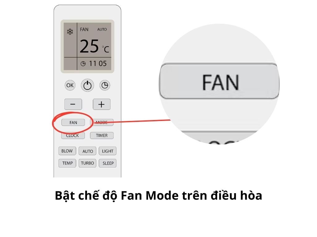 Bật chế độ Fan Mode trên điều hòa