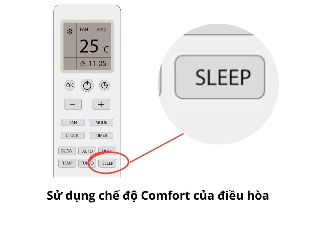 Sử dụng chế độ Comfort của điều hòa